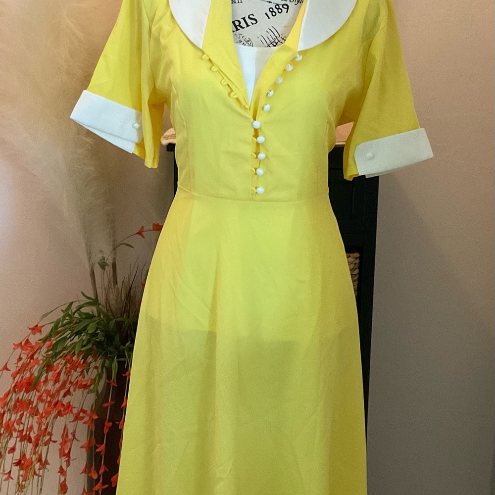 Yellow Ruffled Sundress with Sailor Collar